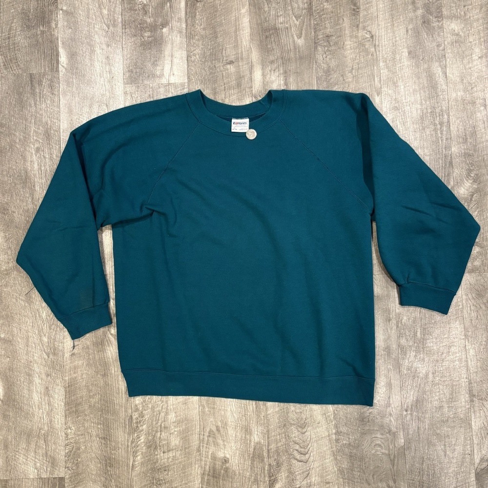 Vintage Hanes Sweatshirt Crew Neck Blank Long Sleeve Men XL 46-48 Made in USA